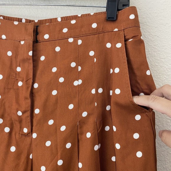 Anthropologie Pants Womens M Polkadot OB1167921 Wide Leg Pleated Isobel trousers - Picture 4 of 10